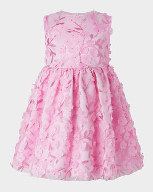 Girl's Rose Applique Party Dress, Size 2-10