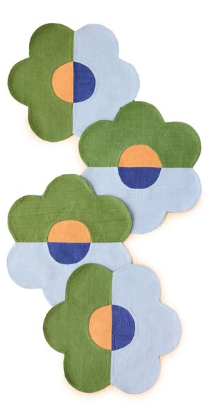 Misette Linen Patchwork Placemats Set of 4 Floral/Green/Blue One Size