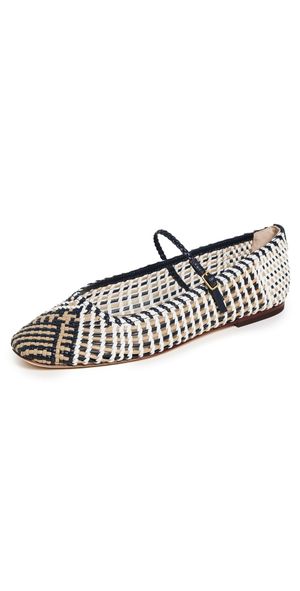 Veronica Beard Ellie Woven Flats Eclipse/Coconut 8.5