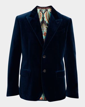 Men's Velvet Peak-Lapel Sport Coat