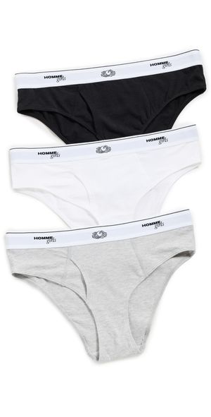 HOMMEGIRLS Homme Girls x Fruit of The Loom Bikini Briefs 3 Pack Black/Heather Grey/White XL