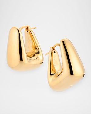 Golden Dreams 18K Yellow Gold Squared Puff Hoop Earrings