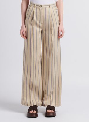 Max&co. - Pantalon large rayé - Taille 42 - Beige