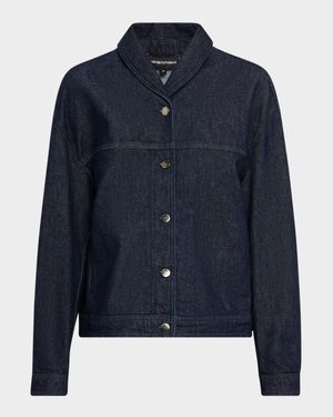 Shawl-Collar Cotton Denim Jacket