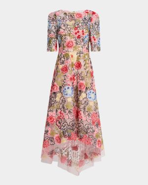 Embroidered High-Low Maxi Dress