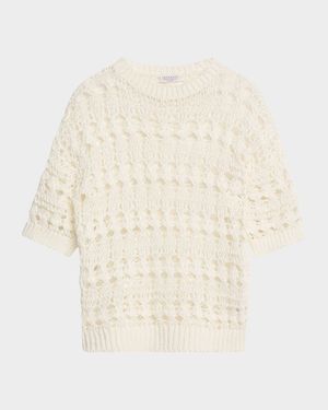 Openwork Knit Cotton Jute Top