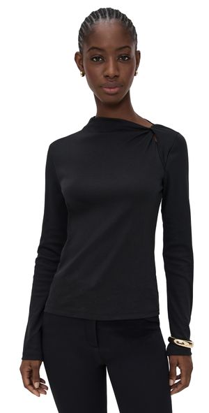 Theory Slash Neck Twist Top Black M