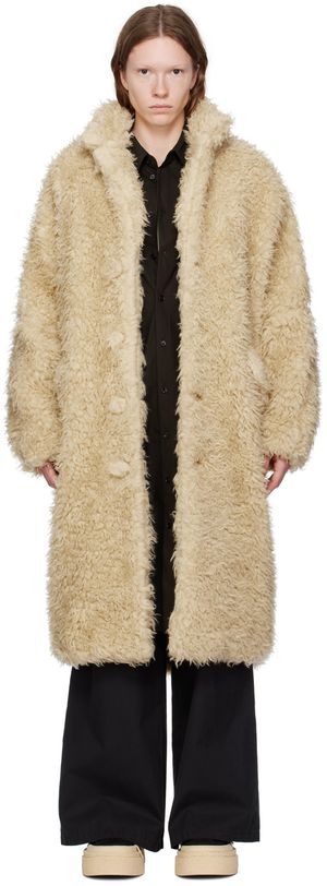 MM6 Maison Margiela Manteau beige en fourrure synthétique