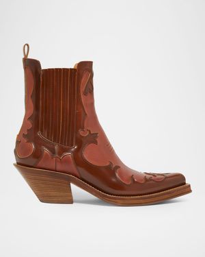 70mm Cassidy Western-Style Leather Booties