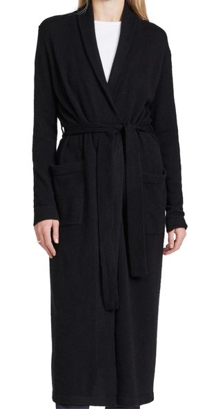 White & Warren Cashmere Long Robe Grey Heather L