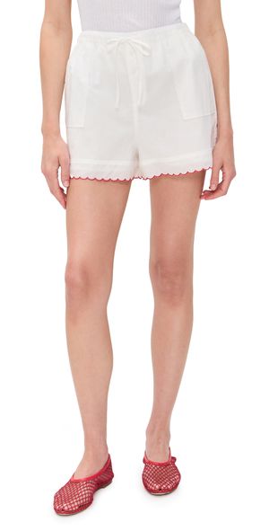 WAYF Elena Embroidered Shorts Ivo/Red M