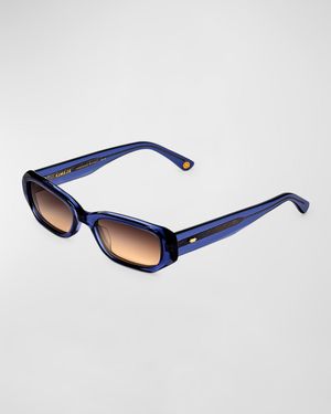 Ore Blue Acetate Rectangle Sunglasses