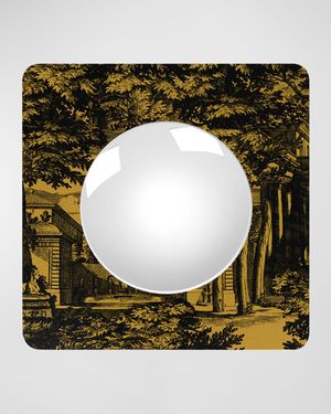 Square Frame With Convex Mirror - Giardino Settecentesco Black Yellow