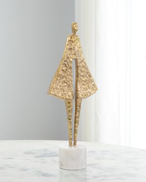 Candid Silhouette Sculpture on Marble, 24" Tall