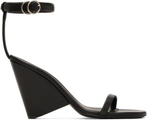Courrèges Black Oblique Leather Heeled Sandals