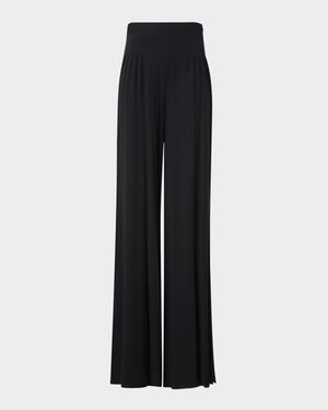 Myriam Pleated Wide Silk-Georgette Pants