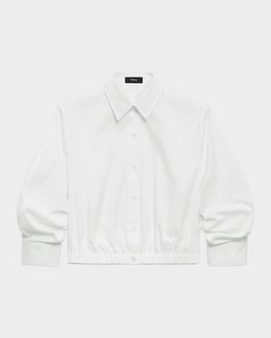Fixed-Sleeve Poplin Top