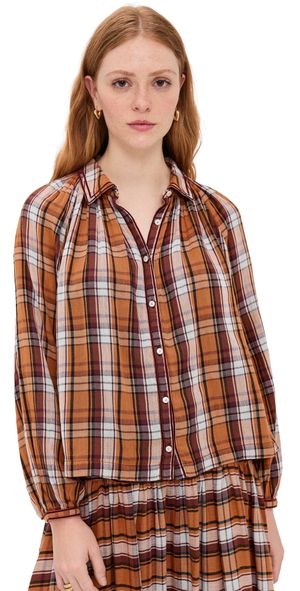 Carolina K Brisa Shirt Brown Plaid XL