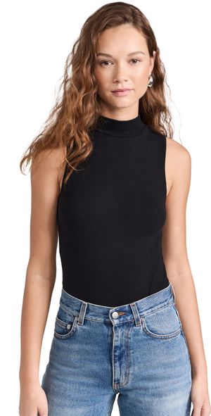 Ambitionist Mock Neck Tank Thong Bodysuit Black M