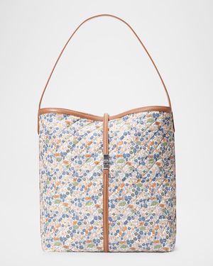Astor Floral-Print Quilted Hobo Shoulder Bag