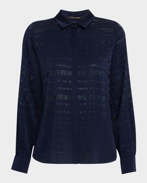 Korry Rhinestone Striped Blouse