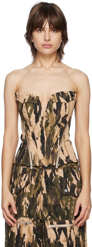 Dion Lee Khaki V-Wire Corset