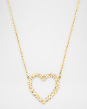 Illusion-Set Diamond Open Heart Pendant Necklace