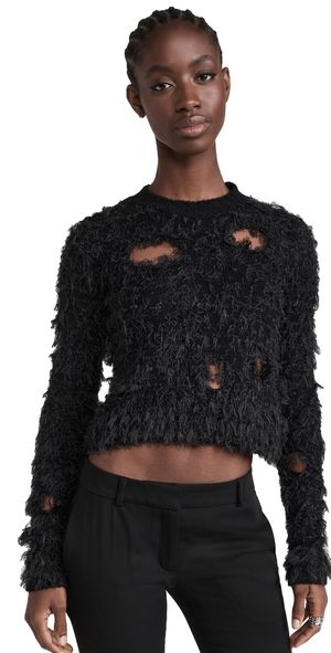 Acne Studios Hairy Web Crew Neck Sweater Black M