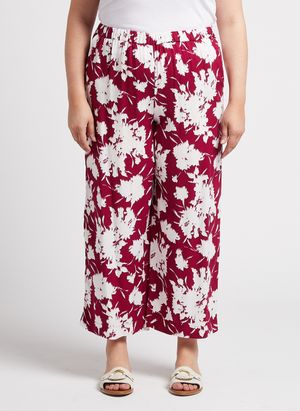 Persona By Marina Rinaldi - Pantalon fluide cropped imprimé - Taille 27 - Rouge