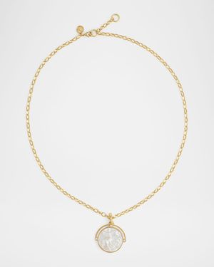 Pegasus Mother-of-Pearl Coin Pendant Necklace