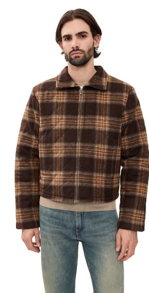 Stockholm Surfboard Club Phil Plaid Zip Jacket Brown Check XL