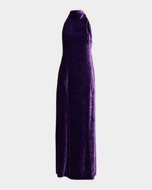 Tatum Stretch Velvet Halter Gown