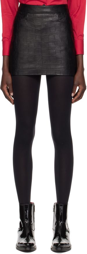 Ernest W. Baker SSENSE Exclusive Black Leather Miniskirt