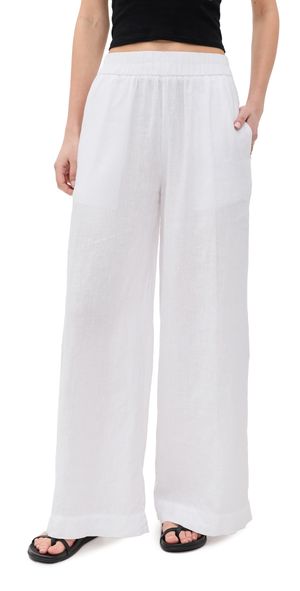 James Perse Lightweight Linen Culotte Pants White 2