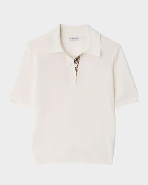 Check-Trim Short-Sleeve Knit Polo Shirt