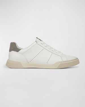 Men's Mixed Leather Low-Top Sneakers