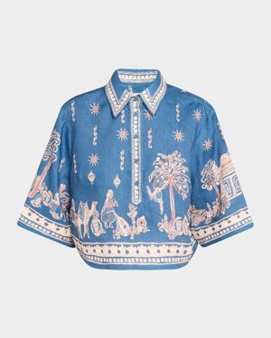 x LRNCE Acacia Cropped Linen Shirt