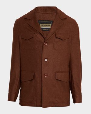 Men's Wool and Silk Flap-Pocket Chore Jacket