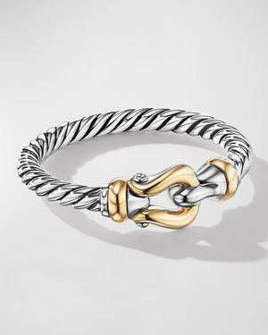 Cable Buckle Ring in Silver with 18K Gold, 2mm