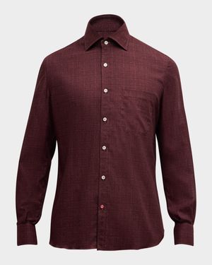 Men's Cotton Textured-Print Sport Shirt