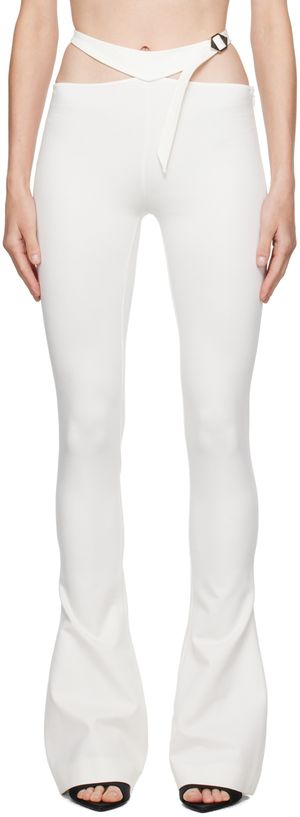 The Attico Pantalon blanc cassé à boucle à ardillon