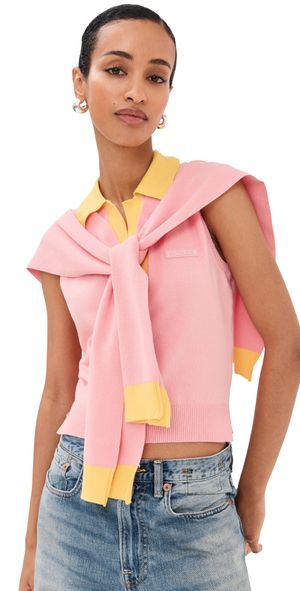 Monse Knitted Tie Scarf Top and Polo Powder Pink S