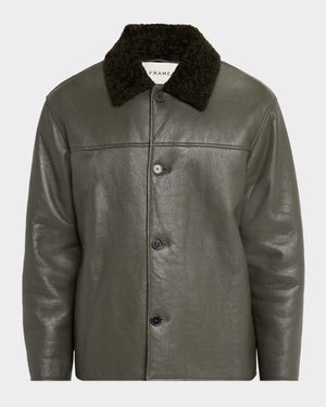 Men's Shearling Button-Front Jacket