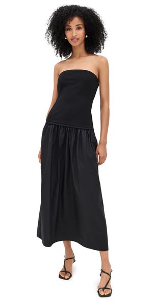 rag & bone Irina Mixed Media Strapless Dress Black XXS
