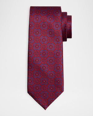 Men's Large Medallion Silk Tie