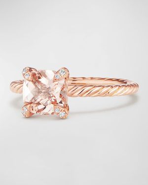 Chatelaine Ring in 18K Gold with Morganite and Diamonds