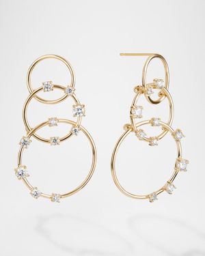 Solo 14K Yellow Gold 3-Tier Circle Earrings with Diamonds