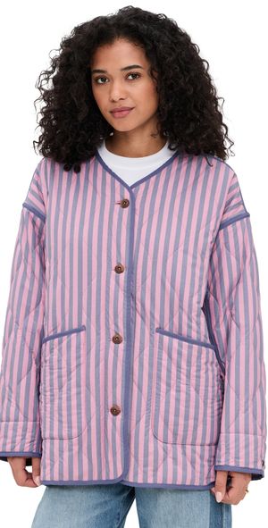 Faherty Horizon Series Quilted Jacket Berry Lucy Stripe M