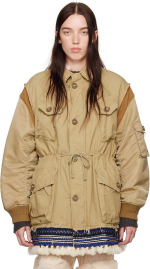 UNDERCOVER Blouson aviateur beige à garnitures à perles