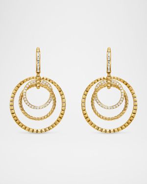 DY Crossover Trio Drop Earrings with Diamonds in 18K Gold, 35mm